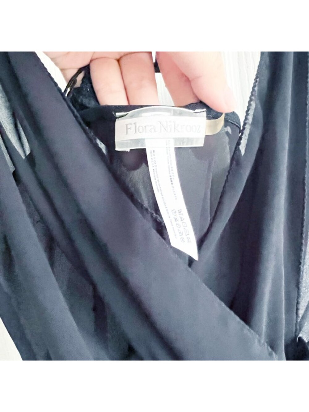 Flora Nikrooz Black Surplice V-Neck Ruffle Lingerie Slip Women's Size Small S - Picture 3 of 10